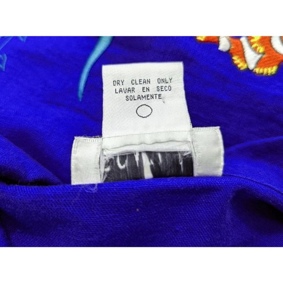 GONE Vintage 90s Top Dark Blue Fish Embroidered Short Sleeve Blouse Women's 20W - Picture 10 of 11